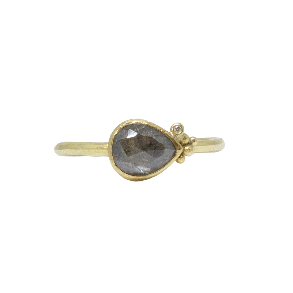 Tear Drop Grey Diamond Ring – Leia Zumbro Jewelry