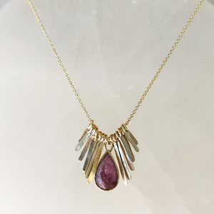 Pink Tourmaline Fringe Necklace