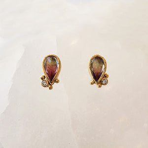 Tourmaline & Diamond Studs
