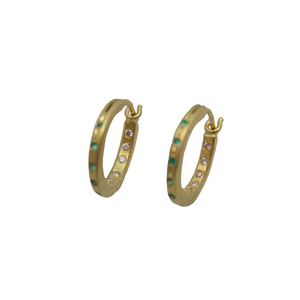 Emerald and Diamond Hinged hoops